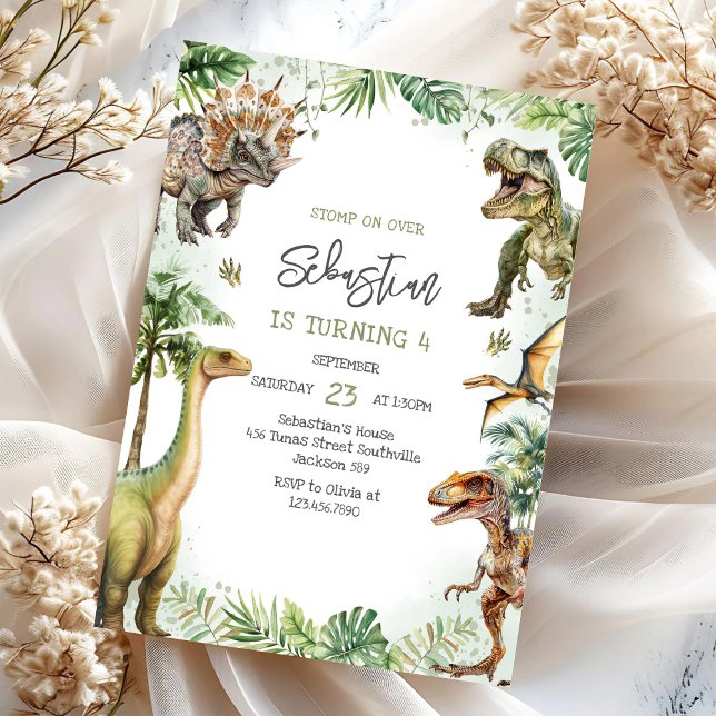 Dinosaur Barnkalas Inbjudan (Skapare uppladdad)