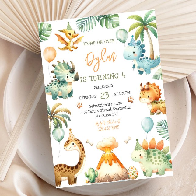 Dinosaur Barnkalas Inbjudan (Skapare uppladdad)