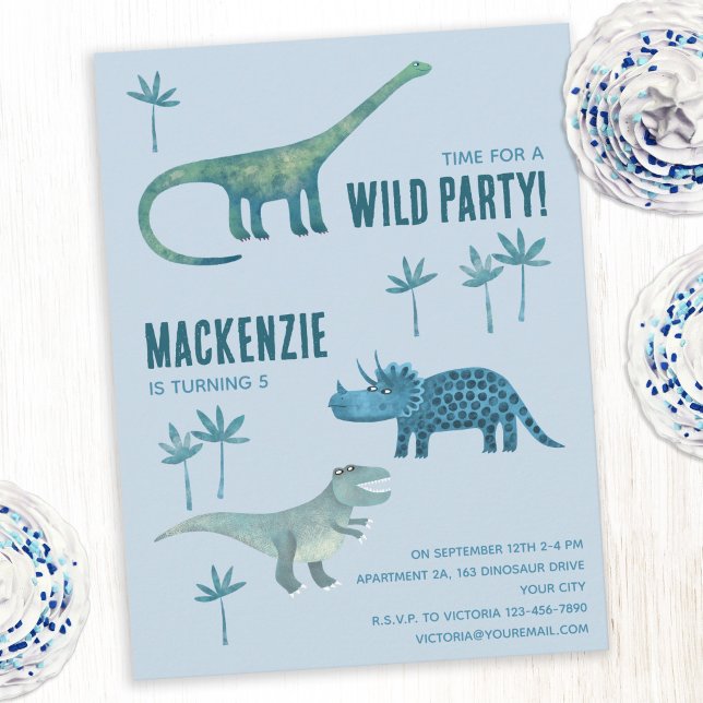 Dinosaur Barnkalas Inbjudan (Fun dinosaur personalized kids child party invitation)