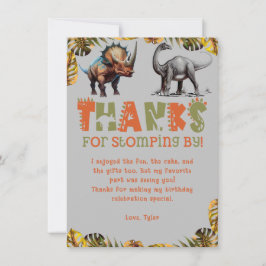 Dinosaur Barns födelsedag Dino Grått - tackkort Inbjudningar