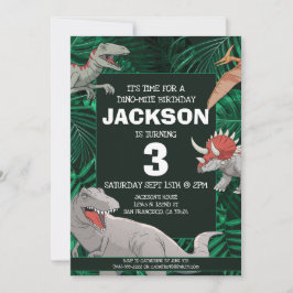 Dinosaur Barns födelsedag Dino Trex Boy Inbjudningar