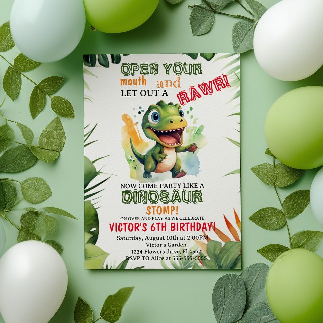 Dinosaur Barns födelsedag Dino Trex Boy Inbjudningar (Skapare uppladdad)