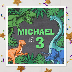 Dinosaur Barns födelsedag Dino Trex Prehistorisk p Pappersservett