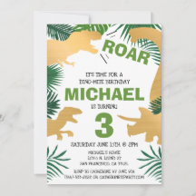 Dinosaur Barns födelsedag Guld Dinos Trex Boy