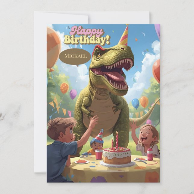 Dinosaur barns födelsedag kort (Framsida)