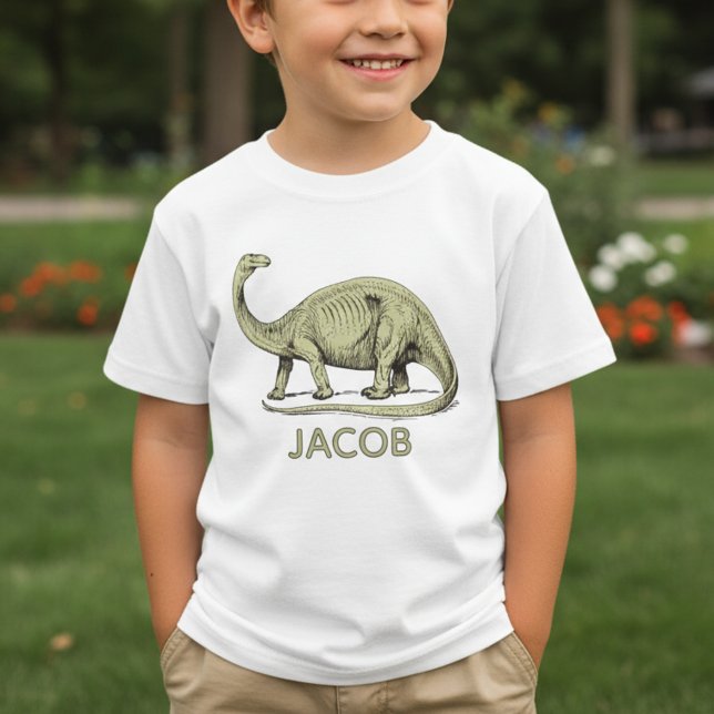 Dinosaur Barntröja med Anpassat Namn T Shirt (Personalized dinosaur t-shirt with name.)