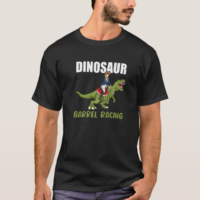 Dinosaur Barrel Racing Rodeo Dino Barrel Racer T Shirt (Framsida)