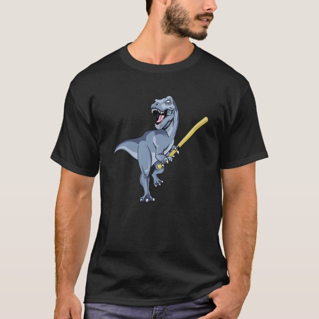 Dinosaur Baseball October Bat Ball Park Kid TRex D T Shirt (Framsida)
