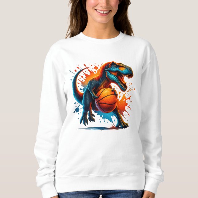 Dinosaur Basketball T-Shirt - T-Rex Sports Graphic (Framsida)