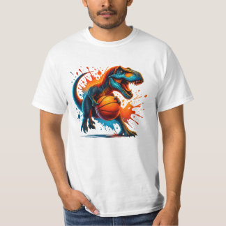 Dinosaur Basketball T-Shirt - T-Rex Sports Graphic