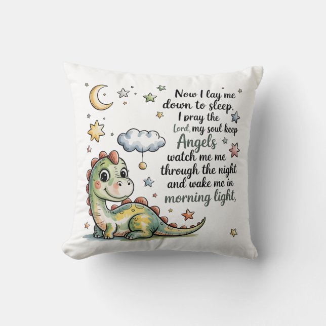 Dinosaur Bedtime Prayer Pillow Kudde (Framsida)
