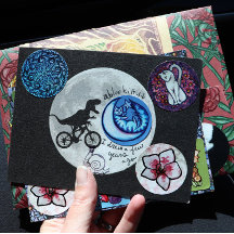 Dinosaur Bike and måne retro 80 s Dino