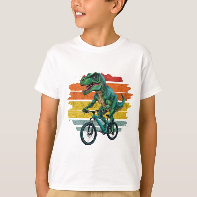 Dinosaur Biker Funny Cycling Älskare Shirt Design T Shirt (Framsida)