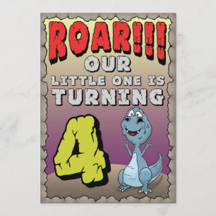 Dinosaur Birthday bjudande 4 år gammal Inbjudningar