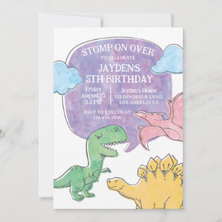 Dinosaur Birthday bjudande, Dino Party bjudati Inbjudningar