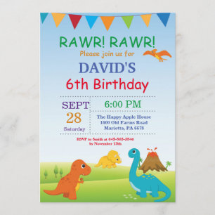 Dinosaur Birthday bjudande Dino Party Inbjudningar