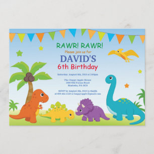 Dinosaur Birthday bjudande Dino Party Inbjudningar