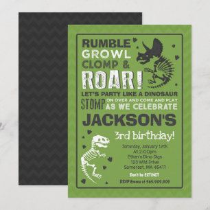Dinosaur Birthday bjudande Dinosaur Fossil Party Inbjudningar