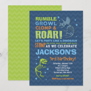 Dinosaur Birthday bjudande Dinosaur Fossil Party Inbjudningar