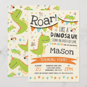 Dinosaur Birthday bjudande Dinosaur Roar Party Inbjudningar
