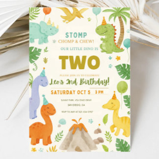 Dinosaur Birthday bjudande,EDITABLE Dinosaur 2:a Inbjudningar