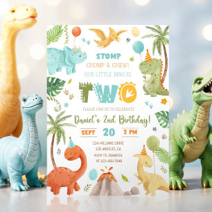 Dinosaur Birthday bjudande,EDITABLE Dinosaur 2:a Inbjudningar