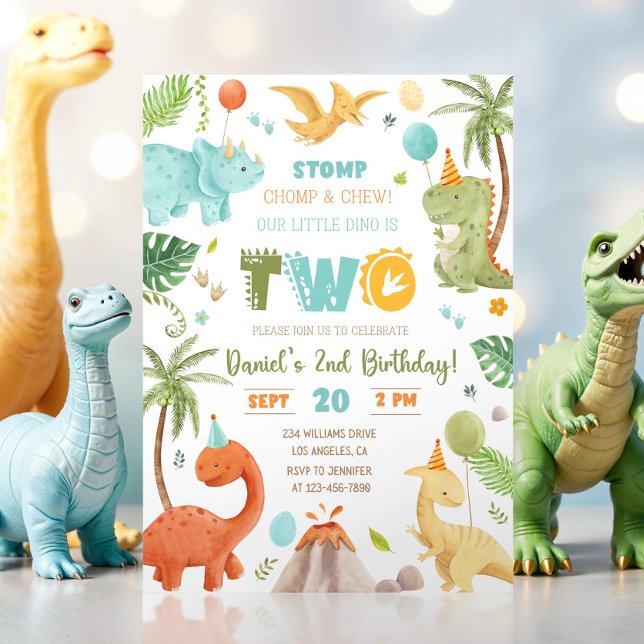 Dinosaur Birthday bjudande,EDITABLE Dinosaur 2:a Inbjudningar (Skapare uppladdad)