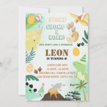 Dinosaur Birthday bjudande - Editable Kid Party