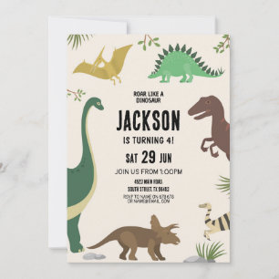 Dinosaur Birthday bjudande in till Party Boys Dino Inbjudningar