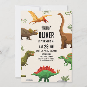 Dinosaur Birthday bjudande in till Party Boys Dino Inbjudningar