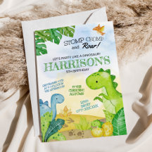 Dinosaur Birthday bjudande Stomp, Chomp & Roar!