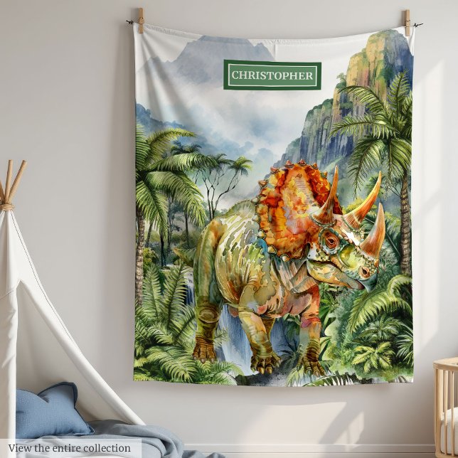 Dinosaur Birthday Blanket Boys Personlig Gift Fleecefilt (Dinosaur Birthday Blanket for Boys Personalized Gift)