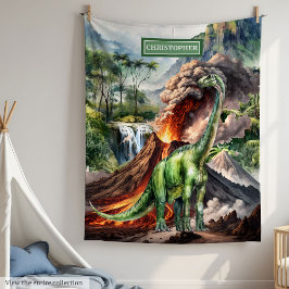Dinosaur Birthday Blanket Custom Name for Boys Fleecefilt