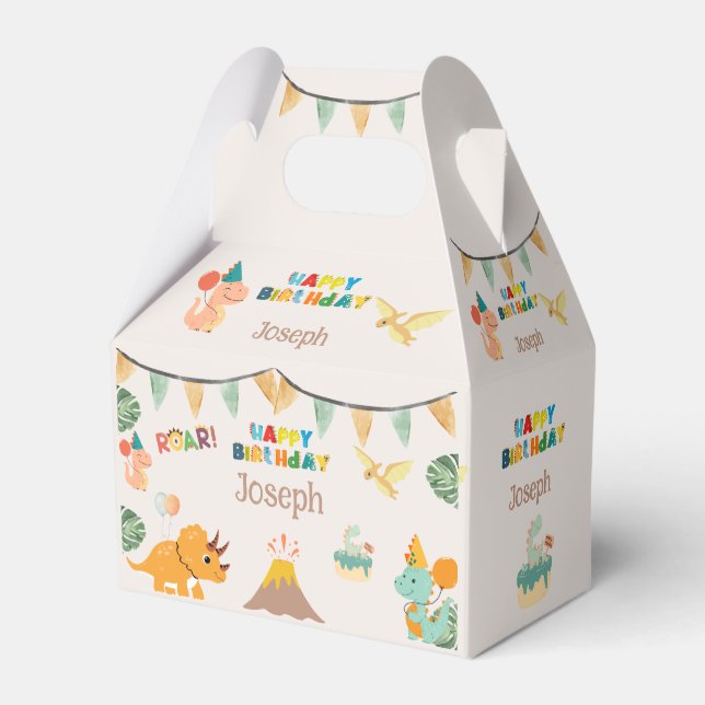 Dinosaur Birthday Boxe - Anpassat namn Presentaskar (Baksidan Sidan)