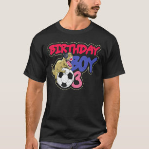 Dinosaur Birthday Boy 3 Year Old Dino Soccer Birth T Shirt