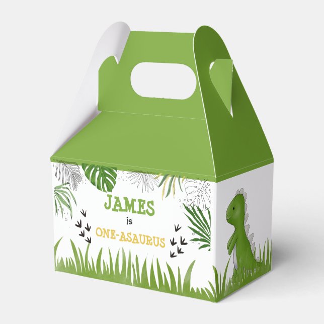 Dinosaur Birthday Boy any Grönt Gult Black Presentaskar (Framsidan Sidan)