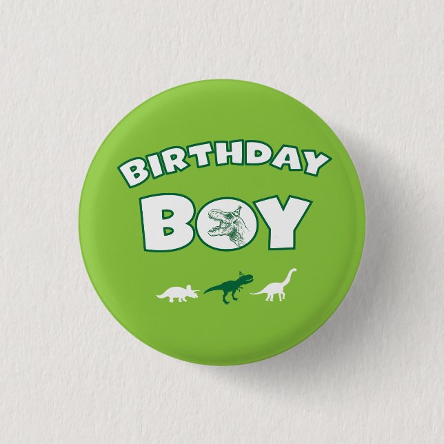 Dinosaur Birthday Boy Button Knapp (Framsida)