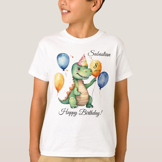 Dinosaur Birthday Boy T Shirt (Framsida)