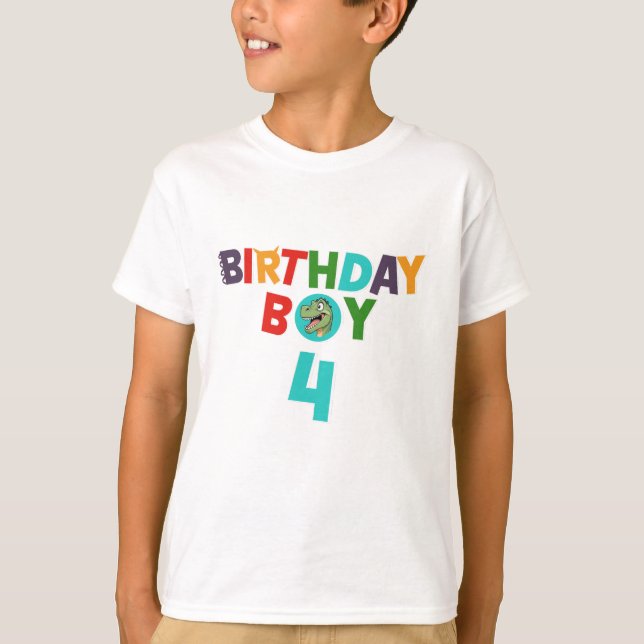 Dinosaur Birthday Boy T-Shirt | Custom Name Shirt (Framsida)