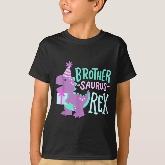 Dinosaur Birthday Brother Saurus T Rex Family Matc T Shirt (Framsida)
