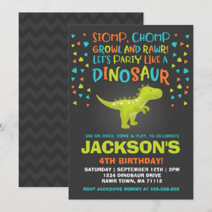 Dinosaur Birthday Call Dinosaur Gräver Party Inbjudningar