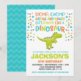 Dinosaur Birthday Call Dinosaur Gräver Party Inbjudningar