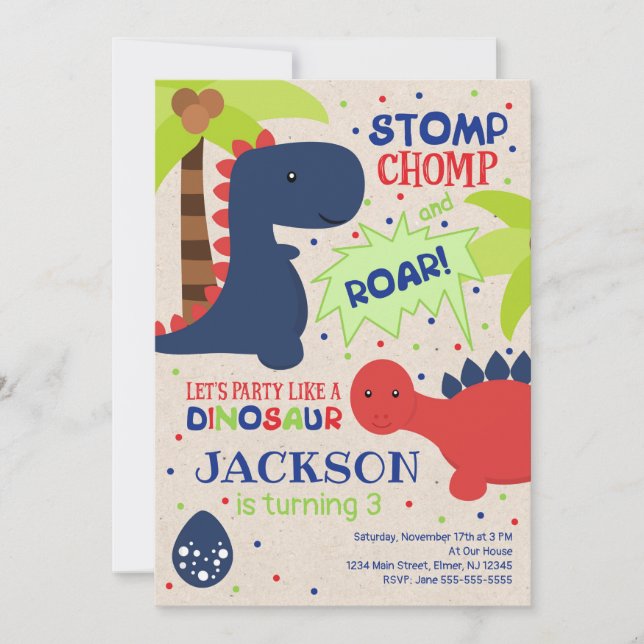 Dinosaur Birthday Call for a Boy Inbjudningar (Framsida)