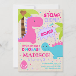 Dinosaur Birthday Call for a Girl Inbjudningar