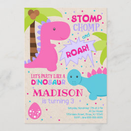 Dinosaur Birthday Call for a Girl Inbjudningar