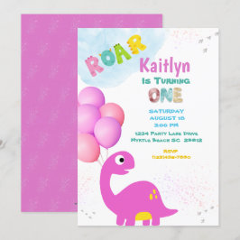 Dinosaur Birthday Call for a Girl Inbjudningar