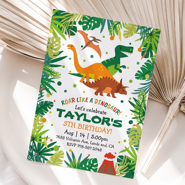 Dinosaur Birthday Call T REX Party Inbjudningar (Dinosaur Birthday Invitation)