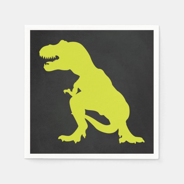 Dinosaur Birthday Chalkboard-Grönt Pappersservett (Framsidan)