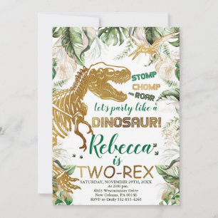 Dinosaur Birthday, Dino T-Rex Inbjudningar