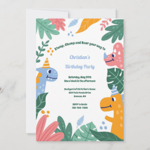 Dinosaur Birthday Garden Party Inbjudningar